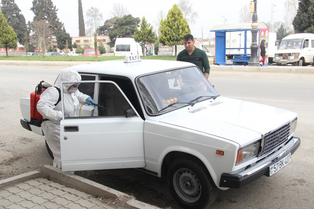 Gəncədə dezinfeksiya işləri davam etdirilir - FOTOLAR